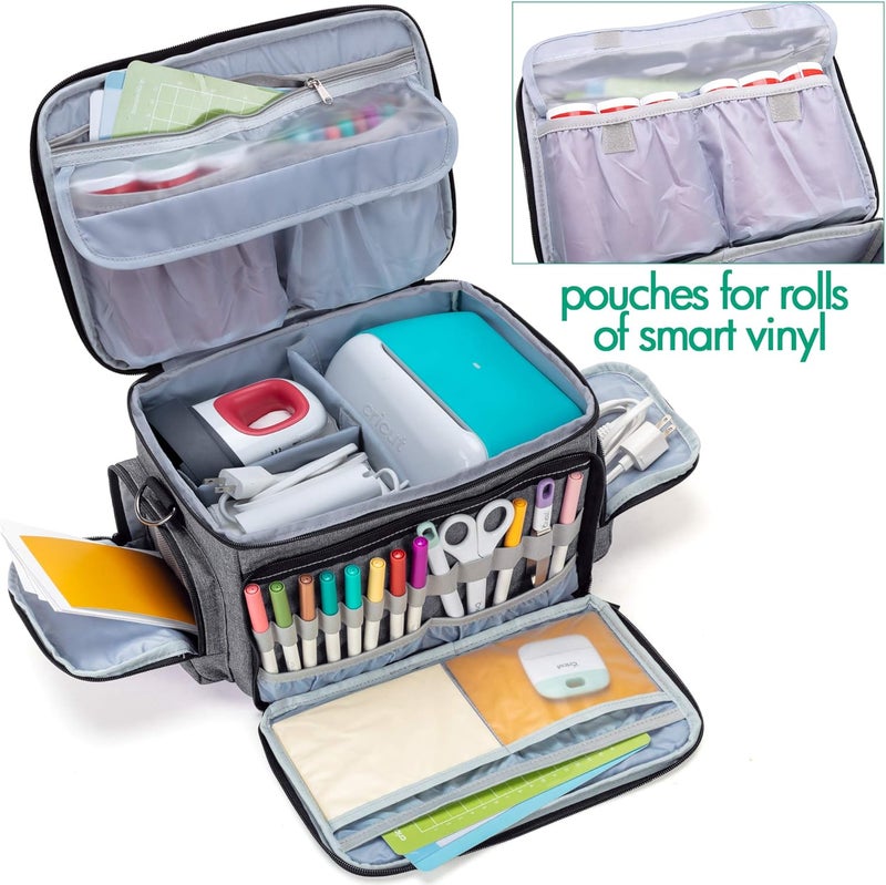 LUXJA Carrying Case Compatible with Cricut Joy and Easy Press Mini, Carrying Bag with Supplies Storage Sections, Gray - Image 3